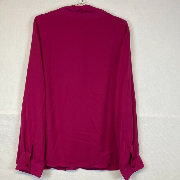 The Limited Womens blouse Size 2X bow dark pink long sleeve office to evening - Picture 3 of 6